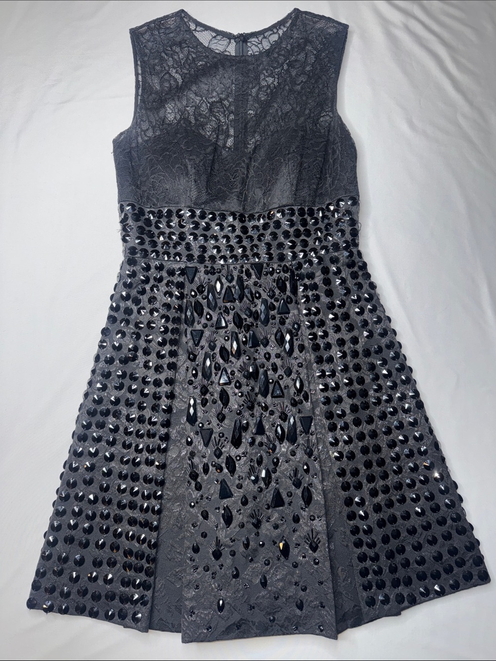 Jovani Black Lace Crystal Embellished Cocktail Dress Size 2 Beaded Formal